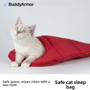 BUDDYARMOR | Durable Washable Warm Cat Sleep Bag Comfortable Sleeping Pad