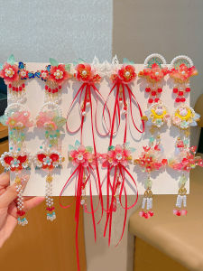 New Year Childrens Hanfu Hair Accessories Girls Tassel Butterfly Hair Clip Stylish Traditional Chinese Fashion Baby Girls