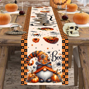 1pc Halloween Theme Gonme Pumkin Table Runner Halloween Table Cloth Dining Room Scare Halloween Party Decor