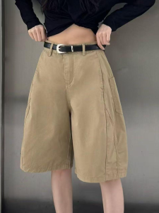 Shalldoer | Casual Five-Quarter Short Pants Womens High Waist Wide Leg Workwear Trousers Summer New Style Korean Style Commute Fashion