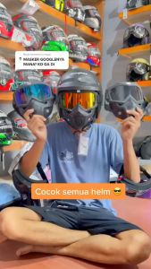 Google Mask Helm Set Masker Kacamata Motor Trail Cross Retro Style Bogo Full Face Keren MSV
