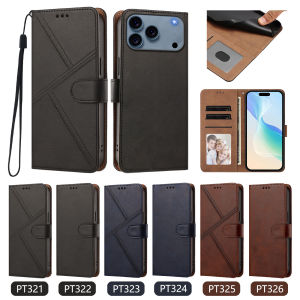 Bằng da nắp gập ví Ốp điện thoại cho Iphone 18 Pro Max 17 không khí 16 Puls 15 14 đa khe cắm thẻ đứng Bìa Ốp bảo vệ chống sốc với dây đeo tay