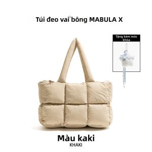 Túi xách nữ Mabula bubble kích thước lớn bằng chất nylon màu trơn có khóa kéo