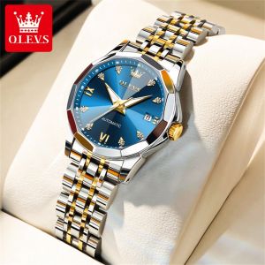 OLEVS watch for women 2025 hot sale fully automatic machinery relo for women waterproof dual calendar mechanical stainless steel stylish and elegant luminous watches for women