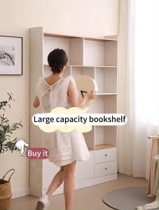 Multi-Layer Storage Cabinet Display Shelf Floor Standing Organizer Rack Modern Bookshelf for Living Room Bedroom Office