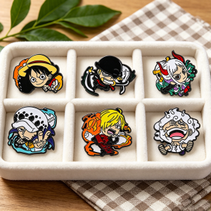 Bandai | Classic Anime Characters Lapel Pins Luffy Zoro Sanji Law Yamato Brooches for Backpacks Jackets Collectible Badges for Fans