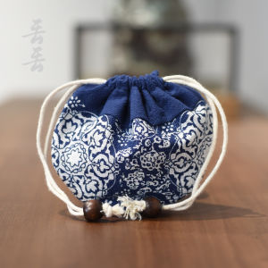 Handmade Sachet Mirror Bag Drawstring round Small Bag Crafts Change Bag Jewelry Storage Upscale Retro