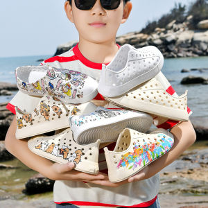 ORNGMALL รองเท้าแตะสำหรับเด็กรองเท้าระบายอากาศได้ดีสำหรับรองเท้าวุ้นรองเท้าในสวนของเด็กโรงเรียนสีลูกอมรองเท้าแตะรูปการ์ตูนอเนกประสงค์รองเท้าแตะชายหาดกันน้ำได้25-35