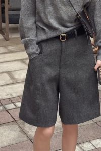 กางเกงขายาวทรงหลวมเอวสูงสีเทาเข้ม TR สำหรับผู้หญิง กางเกงขายาวทรงหลวมแบบลำลองสำหรับใส่ไปทำงานในฤดูใบไม้ร่วงและฤดูหนาว