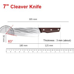 Kitchen Knives Hand Forged Blade Wood Handle Utility Knife Cleaver Meat Chop Vegetable Chef Butcher Boning Slicing Cooking Knife