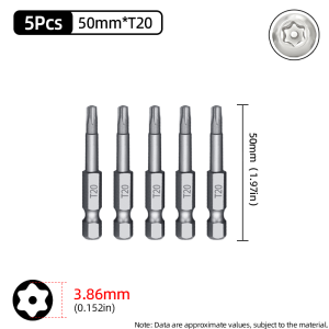 50mm Magnetic Torx Screwdriver Bit Set 1/4 Hex Shank Hollow Hole T5-T40 Security Tamper Bits Electric Drill Driver Hand Tools