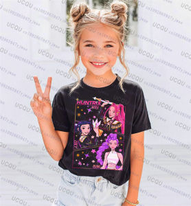Kpop Demon Hunters Parent Child Short Sleeve Cute Kpop Demon Hunters Tee Harajuku Casual Fashion Cotton Tee Top Cosplay Clothing