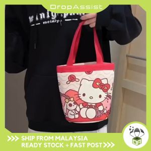 DROPASSIST 2185 READY STOCK Sanrio Hello Kitty Kuromi Canvas Student Lunch Hand Tote Bag Wanita Kanvas Beg Kecil