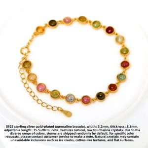 925 Sterling Silver Gold Plated Natural Tourmaline Crystal Butterfly Spacer DIY Bracelet Three Holes Accessories Bracelet Decorations