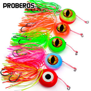Proberos 1pc Slow Jig Head Fishing Lure - Octopus Skirt with Metal Assist Hook Mixed Colors Saltwater Squid Skirts