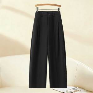 High Waist Woolen Wide Leg Pants Womens Versatile Loose Meat Concealing Straight Casual Trousers Autumn New Style Casual Pants