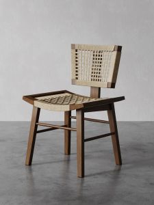 Retro Wicker Dining Chair Japanese Minimalist Style Solid Wood Handcrafted Tea Chair Designer Model for Home And Vacation Rental