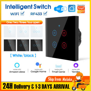 Smart Switch Tuya WiFi Touch Wall Switch Light No Neutral Wire and Neutral Wire 1/2/3/4 Gang tmall genie Smart Life APP Works With Amazon Alexa Google Homeremote AliGenie Iftt control