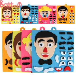 Facial Expressions DIY Felt Fabric Handmade Stickers Toys For Kids Puzzle Change Educational Aids For Children Toys Emotion Teaching