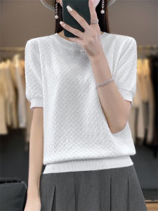 DONGYINUAN | Cotton Thin Knit T-shirt Loose Fit Slimming Top
