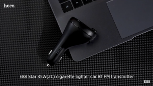 Hoco E88 บลูทูธในรถยนต์ 120W ชาร์จเร็ว USB-C 2 ช่อง เสียบที่ช่องจ่ายไฟในรถ Bluetooth FM Transmitter