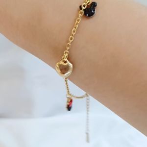 Gelang Titanium Rantai Miki Hitam Merah GLT-493