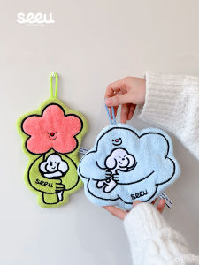 Seeu Thickened Cute Hand Towel Hanging Kitchen Bathroom Absorbent Cartoon Scrub Cloth Household Personal Cleaning Tool