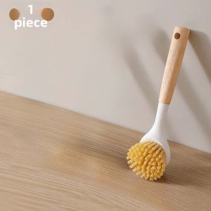 FURENJILI | Long Handle Wooden Pot Washing Bowl Cleaning Brush
