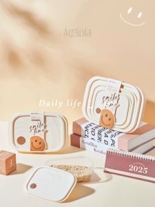 Angola Food Container Persegi Microwafe Safe 3PCS L47 Kotak Penyimpanan Kulkas/Kotak Bekal/Lunch Box