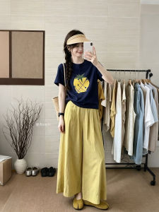 XUECAIQI | Summer Korean Style Durable Dopamine Short Sleeve Top and Wide Leg Pants Set