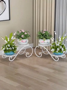 【i.Rumah】 European Flower Plant 2 Layer Iron Stand Indoor Outdoor Balcony
