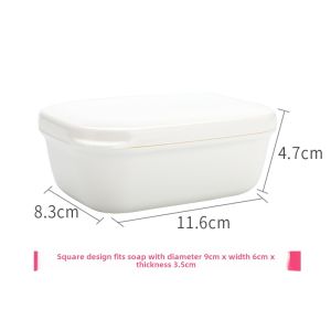 Drainable Soap Dish with Lid Bath Washing Face Cleansing Soap Box Laundry Soap Storage Rack Non-Porous Plastic Material