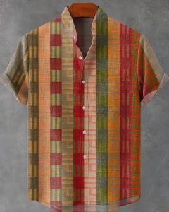 Áo Sơ Mi Nam Hawaii In Họa Tiết Vải Lanh Tay Ngắn 3D Mùa Hè Phong Cách Đường Phố Size Lớn Chất Liệu Polyester Cổ Trụ