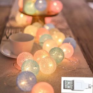 String Lights 10/20/30 LEDs Cotton Thread Balls Home Decoration Lamp for Party Wedding Color Light String Christmas Decorations