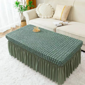 Toppillow Table Cloth With Skirt Dustproof Cotton TableCloth Cover Washable For Living Room