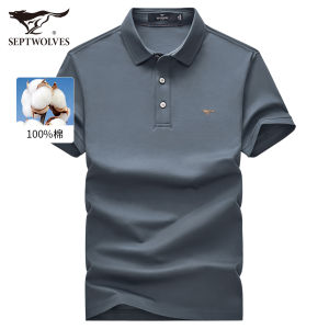 Pure Cotton Short Sleeve Polo Shirt for Men Casual Summer New Style Septwolves Mens Fashion T-Shirt Half Sleeve Turn-down Collar