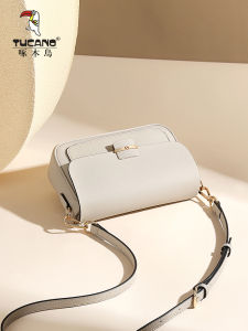 Fashionable Leather Crossbody Bag Womens Shoulder Bag TUCANO Brand Commute Style Zipper Closure Soft Square Shape Pure Color