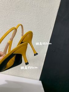 Two Types of ~5cm High Heels Sharp Pointed Toe Elegant Adult Ceremony Not Tired Footwear Fashionable Yellow Single Shoes