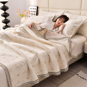 Soft Knitted Cool Feeling Summer Quilt Double Sided Jacquard Air Conditioner Comforter Bed Cover(Pillow Not Include)