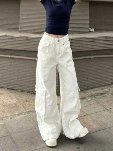 American Retro White Wide-Leg Overalls Womens Summer New Arrival High Waist Loose Slimming and All-Matching Straight Casual Pants