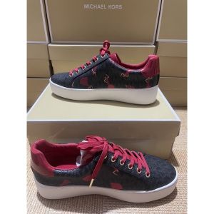 Michael Kors Poppy Lace Up Mini MK Logo Pvc Black Multi