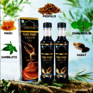 Madu Adawiyah 99 Original Pahit Hitam | Obat Herbal Stamina Maag Kolesterol Rematik Ukuran 470ML