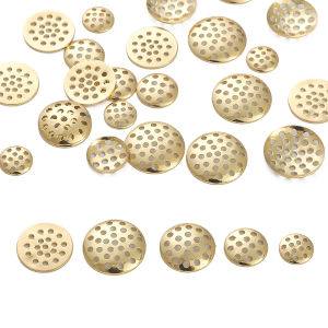 10pcs/bag 14K Gold Plated Brass Circular Curved Flat Mesh Disk For DIY Jewelry Making Accessories