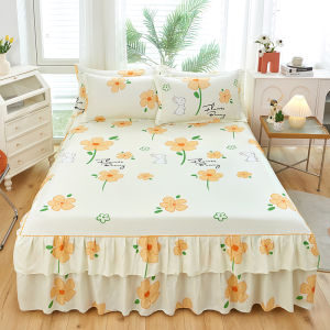 Bed Skirt Ruffle Lace Bed Sheet Super Single/Queen/King Royal Bedspread with Elastic Band Washable Bedskirt