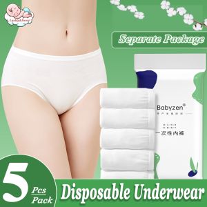 5PCS Disposable Cotton Panties Pregnant Underwear Plus Size For Women Portable Travel Panty