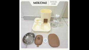 [READY STOCK] MIKOMI Auto 2in1 Cat & Dog Food & Water Dispenser with Stainless Steel Bowl | Large Capacity Easy to Clean & Durable