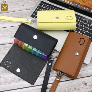 14 Grids Leather Bag Medicine Box Weekly 7 Days Pill Medicine Box Holder Organizer Pill Storage Box for Medications Vitamins