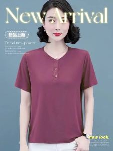 QIAOXIZI | Áo Thun Tay Ngắn Chống Lão Hóa Size Lớn Form Rộng