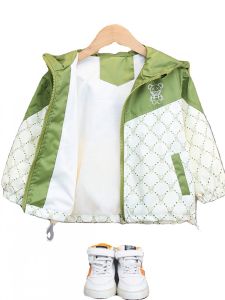 น่ารัก หมี เสื้อแจ็คเก็ตมีฮู้ด สําหรับเด็กผู้ชาย ฤดูใบไม้ผลิ ฤดูใบไม้ร่วง ทันสมัย เสื้อแจ๊กเก็ตเด็ก โพลีเอสเตอร์ ไฟเบอร์ ลำลอง ซิป ปิด เสื้อโค้ท