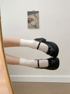 Womens Mary Jane Shoes Thick Heel School Uniform Style High Heels Summer New Retro Leather Shoes round Toe Anti-Slip Rubber Sole